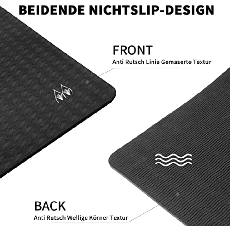 Good Nite Klappbare Yogamatte, rutschfest und tragbar aus TPE-Material, 183 x 61 x 0.6 cm, schwarz – Bild 5