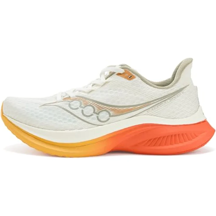 Saucony ENDORPHIN SPEED 5 Herren Laufschuhe, Wettkampfschuhe für Normalpronierer, IVORY/FIRE, Größe 42.5, atmungsaktives Mesh, PWRRUN-Zwischensohle, reflektierende Elemente – Bild 4