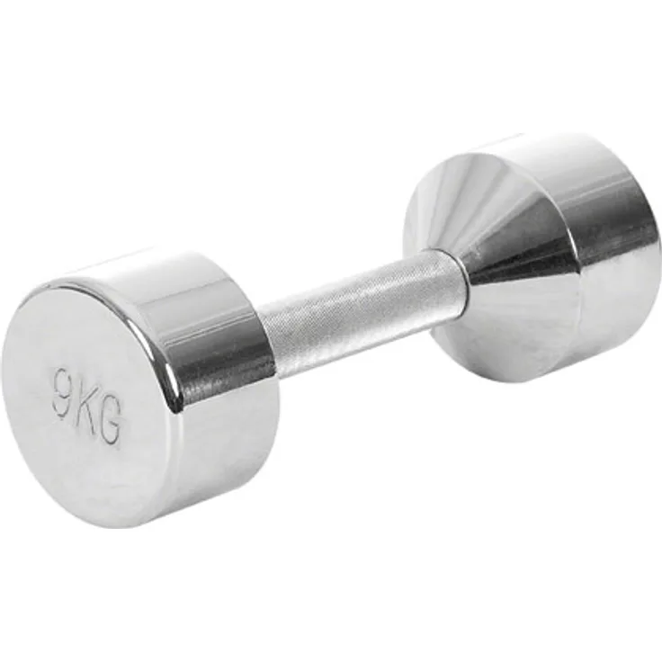 Sport-Tec Chromhantel 9 kg, massive verchromte Stahlhantel mit angerautem Griff für Bizeps- und Schultertraining, 1 Stück im Karton