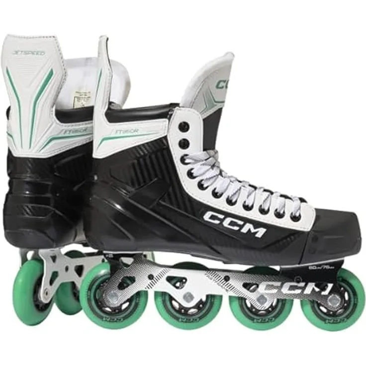 CCM Rhft850 Hockey Inline-Skates, leichte einteilige Stiefelkonstruktion, 80 mm Räder, ABEC 9 Lager, Größe EU 40 1/2 für Kinder