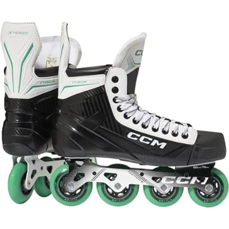 CCM Rhft850 Hockey Inline-Skates, leichte einteilige Stiefelkonstruktion, 80 mm Räder, ABEC 9 Lager, Größe EU 40 1/2 für Kinder – Bild 1