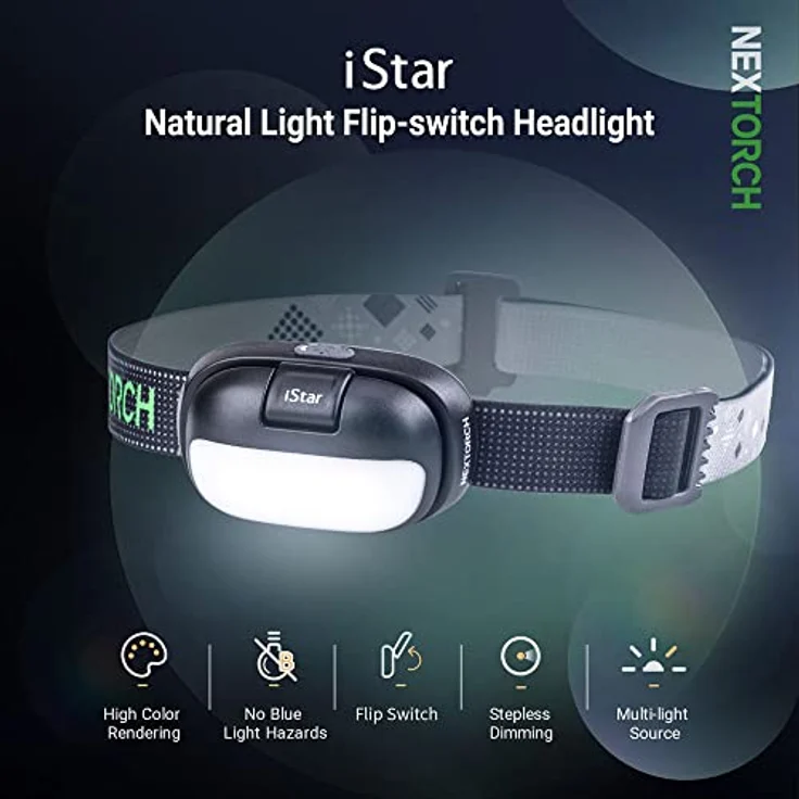 NEXTORCH LED-Stirnlampe, wiederaufladbar, 450 Lumen, weiß-rot, kompakt und leicht für Outdoor, Camping, Wandern, Klettern – Bild 2