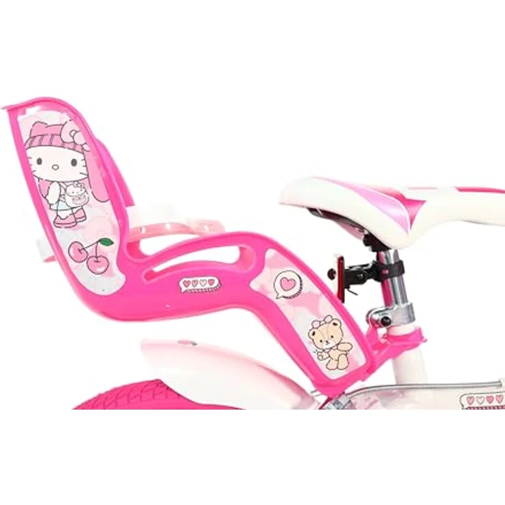 Dino Bikes Hello Kitty Mädchenfahrrad 16 Zoll, Stahlrahmen, aufblasbare Reifen, mit Stabilisatoren und Korb – Bild 4