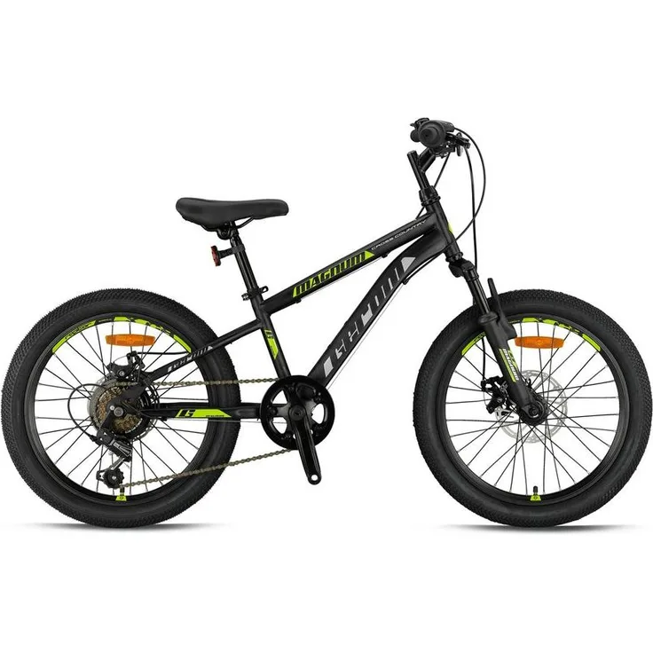 Ty-Trade 20 Zoll Mountainbike MAGNUM, Kinder MTB mit 7-Gang Shimano, Stahlrahmen, Scheibenbremsen, Grün
