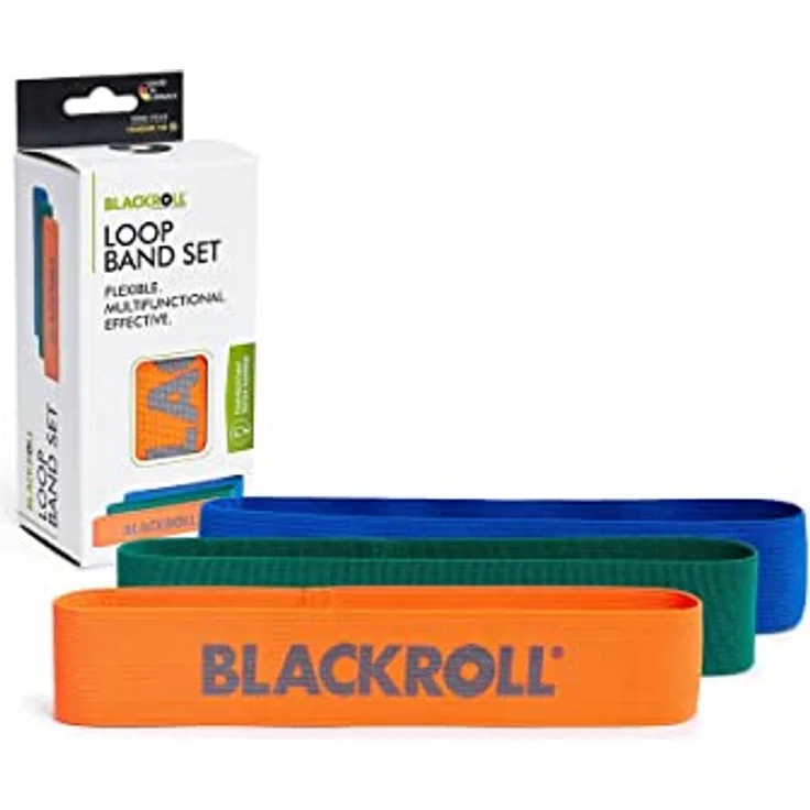 BLACKROLL® Loop Band Set (3er), Fitnessband Set für funktionales Training mit hautfreundlichen Trainingsbändern in 3 Stärken: leicht (orange), mittel (grün) & stark (blau), Made in Germany – Bild 1