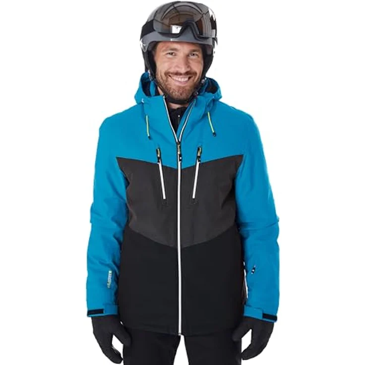 KILLTEC KSW 45 MN SKI JCKT, atmungsaktive und wasserdichte Skijacke mit 10.000 mm Wassersäule, Colourblock Design, schwarz blau, XXL – Bild 1
