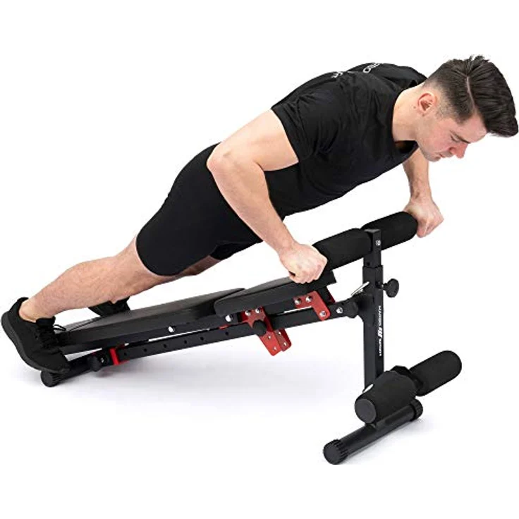 Marbo Sport verstellbare multifunktionale Trainingsbank Beincurler MH-L111 2.0 | Made in EU, zusammenklappbar, 8 Rückenlehnenwinkel, 3 Sitzwinkel, verstellbare Polsterrollen - schwarz – Bild 5