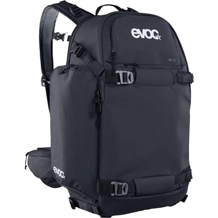 EVOC CP 26 Sportrucksack, ideale Fototasche mit verstellbarem Hüftgurt, Kleinteilfächern und Lawinenausrüstung (Schwarz) – Bild 1
