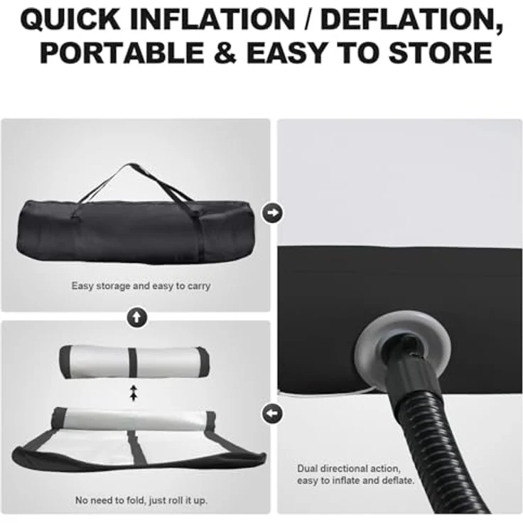 FBSPORT Airtrack Matte, 20cm hoch, 6M Tumbling Matte mit Luftpumpe, tragbare Trainingsmatte für Zuhause & Outdoor, ideal für Gymnastik und Yoga – Bild 5