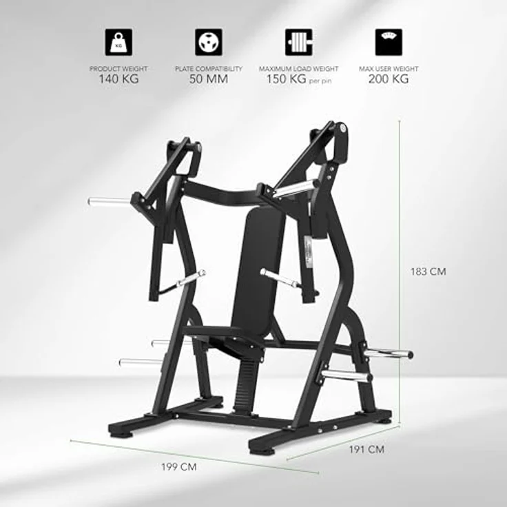 Tunturi Platinum Chest Press, Fitnessgerät für Brusttraining, Plate Loaded Homegym, 200 kg maximales Gewicht, V-Serie – Bild 2