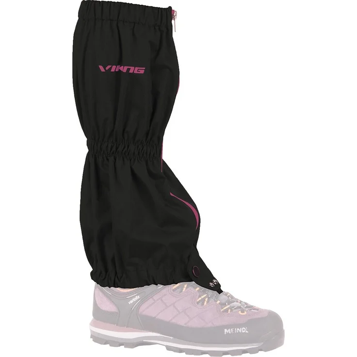 VIKING Volcano Gaiters S-M, wasserabweisende Gamaschen aus strapazierfähigem Ripstop-Polyester, schwarz