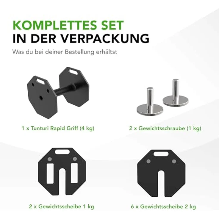 Tunturi Rapid Verstellbare Hantel, Einzelsatz 20 kg, verstellbar von 4 bis 20 kg, 9 Hanteln in einem, inkl. Trainings-App – Bild 3