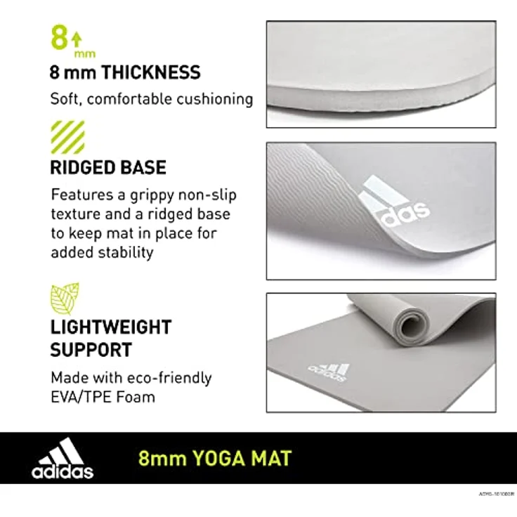 Adidas Yoga Mat 8mm Grey - Rutschfeste Yogamatte für Yoga, Pilates und Bodenübungen – Bild 2