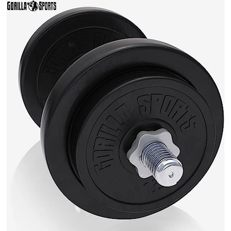 GORILLA SPORTS® Kurzhantelset 20kg/30kg - 2er Set, Ø 30mm, 2x Kurzhantelstangen, mit 4 Sternverschlüsse, Griff gerändelt, aus Kunststoff - Hantelset, Kurzhanteln, Hanteln, Kurzhantel Set – Bild 5