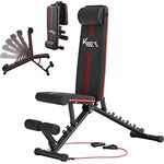 KM Fit klappbare Hantelbank Multifunktion Training Fitness Bank | 6-Fach verstellbare Rückenlehne | 3-Fach Verstellbarer Sitz | Atmungsaktive Eva-Oberfläche | Belastbarkeit bis zu 250 kg - Preisvergleich