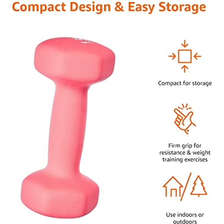 Amazon Basics Neopren Hanteln Gewichte,3.0 Pink,2er-Set (2 x 1.5Kg) - Preisvergleich – Bild 4