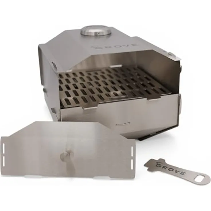 Grove HORST, Multifunktionaler 3-in-1 Campingofen aus Edelstahl, Camping Backofen, Holzkohlegrill & Feuerschale, kompakt und zerlegbar, ideal für Camping & Outdoor