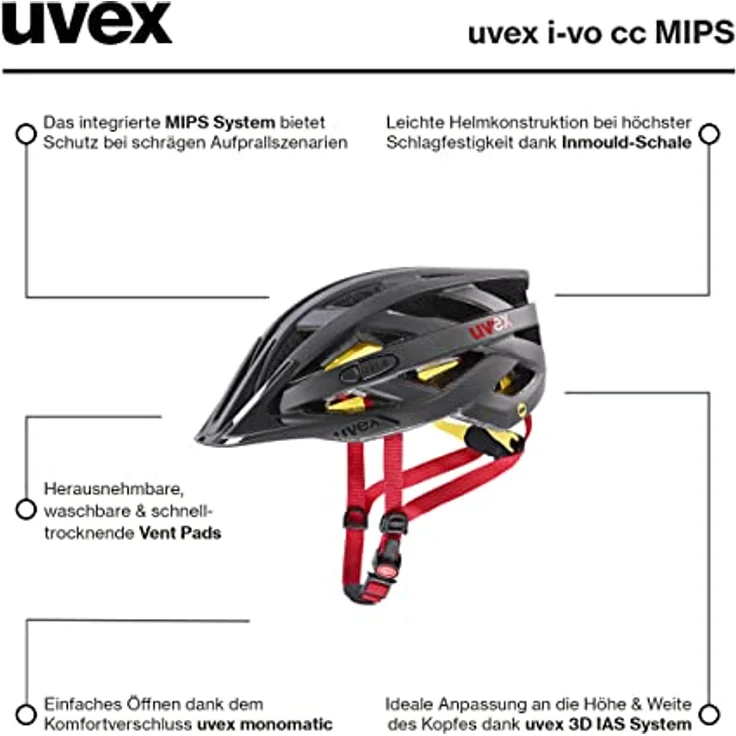 Uvex I-vo Cc Mips Mtb-helm Schwarz M Schwarz M, Kinderfahrradhelm mit MIPS Technologie und optimalem Belüftungssystem – Bild 6