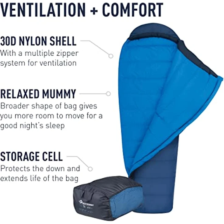 Sea to Summit Trek Down Schlafsack, 30 Grad, Regular, Daunenisolierung mit 650 Füllkraft, Mumien-Stil, YKK-Reißverschluss, Ultra-Dry-Daunen – Bild 5
