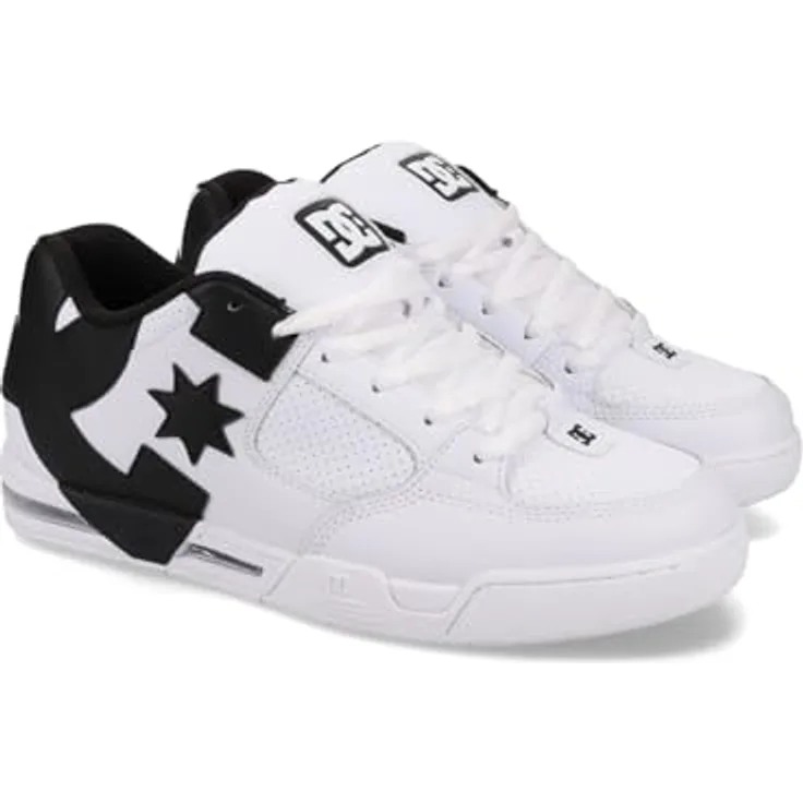 DC Shoes Dc Command, Lederschuhe für Herren mit gepolstertem Schaft, Unilite Zwischensohle und Gummiaußensohle, Weiß/Schwarz, Größe 7 UK - 40.5 EU - 8 US