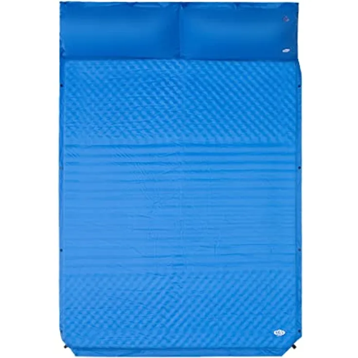 NILS CAMP NC4060 selbstaufblasende Doppel-Luftmatratze 186x130cm mit Kissen für 2 Personen, platzsparend und inklusive Reparatursatz