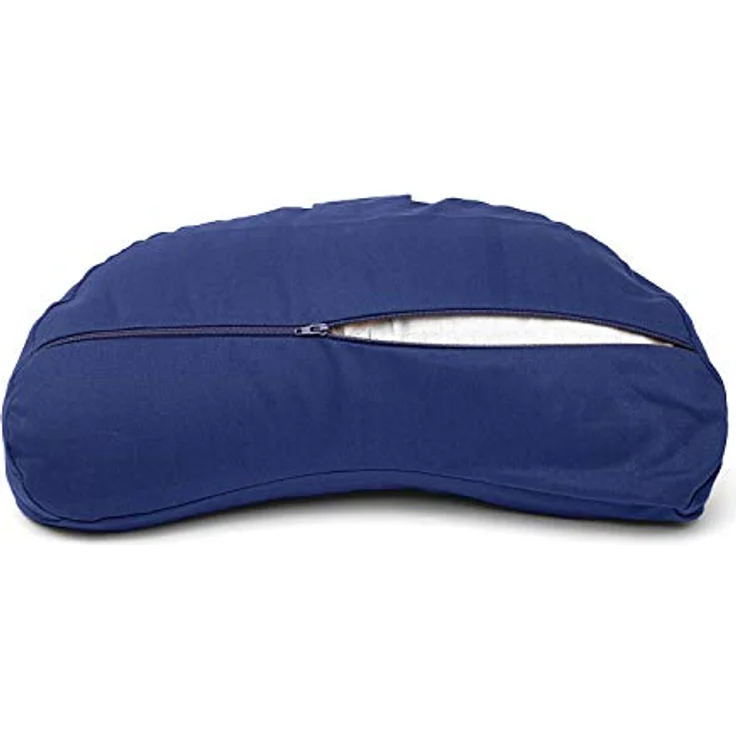 Bodhi Meditationskissen Halbmond | Yogi MOND ECO | Bezug aus 100% Bio-Baumwolle | Yogakissen halbmondförmig mit Buchweizenfüllung | Halbmondkissen für Yoga & Meditation | dunkelblau – Bild 2