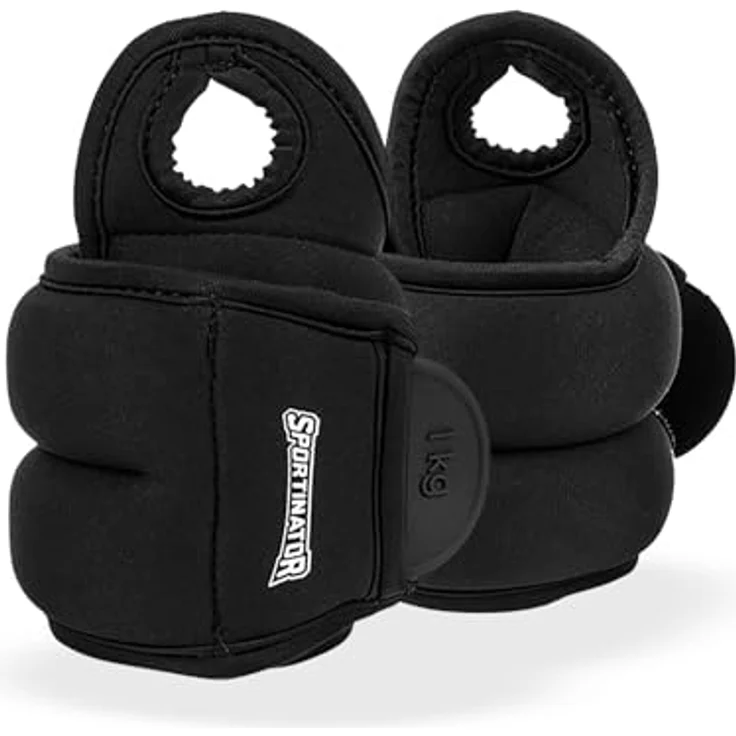 SPORTINATOR® Arm- & Bein-Gewichtsmanschetten Trainingsgewichte Set 2 Stück 2 * 0,5/1/1,5 kg Ankle Weights für Damen, Herren - Strapazierfähiges Material, Klettverschluss, Markenlogo - Blau – Bild 1