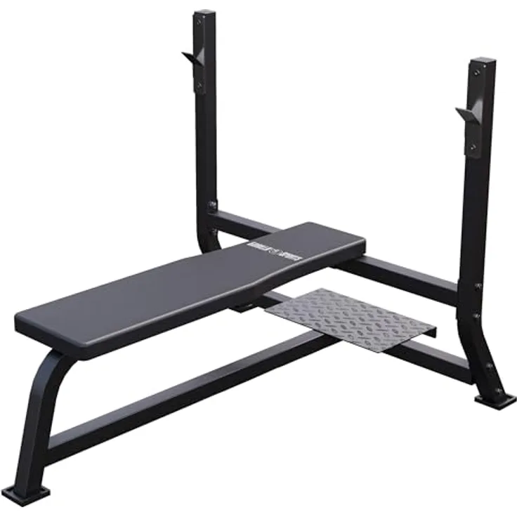 GORILLA SPORTS® Hantelbank mit Ablage, bis 250 kg, rutschfeste Gummifüße, Flachbank für Bankdrücken und Oberkörpertraining