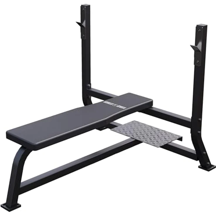 GORILLA SPORTS® Hantelbank mit Ablage, bis 250 kg, rutschfeste Gummifüße, Flachbank für Bankdrücken und Oberkörpertraining – Bild 1