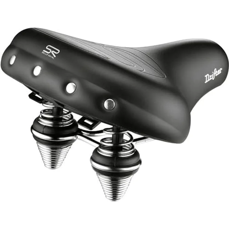 Selle Royal Drifter Med. Premium, Velosattel mit Royalgel-Technologie, doppelte Federung und robuster Strengtex-Oberfläche, schwarz