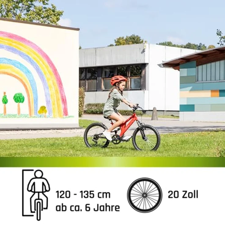 Galano FS180 Kinder Mountainbike, Fully 20 Zoll, 6 Gang Schaltung, V Brakes, schwarz/grau, für Mädchen und Jungen ab 6 Jahren (ab 120 cm) – Bild 4