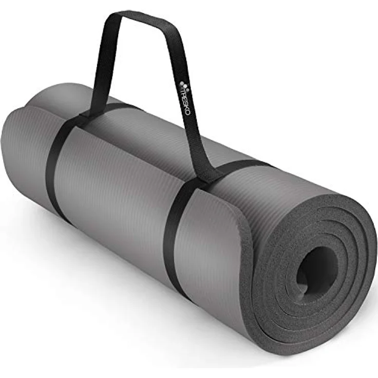 TRESKO Yogamatte Phthalatfrei - Gymnastikmatte rutschfest, Pilatesmatte Fitnessmatte mit Tragegurt, 185 x 60 x 1,0 cm – Bild 1