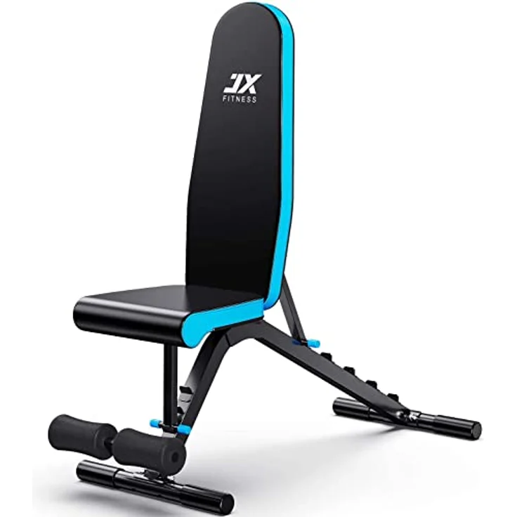 JX FITNESS Hantelbank Verstellbar Multifunktions 90 Grad Fitness Trainingsbank als Schrägbank Flachbank Negativbank für Sit-ups Bizeps-Übung und Rückentrainer, Beinstütze Bauch Übung – Bild 1
