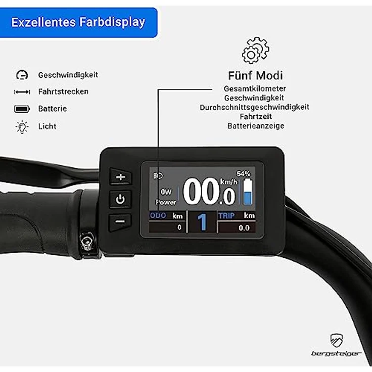 Bergsteiger Hampton 28 Zoll City E-Bike mit 250 Watt Motor, Scheibenbremsen, Aluminium Ebike für Damen & Herren, Farbdisplay, Elektrofahrrad mit Shimano 6 Gang-Schaltung, Schwarz – Bild 5