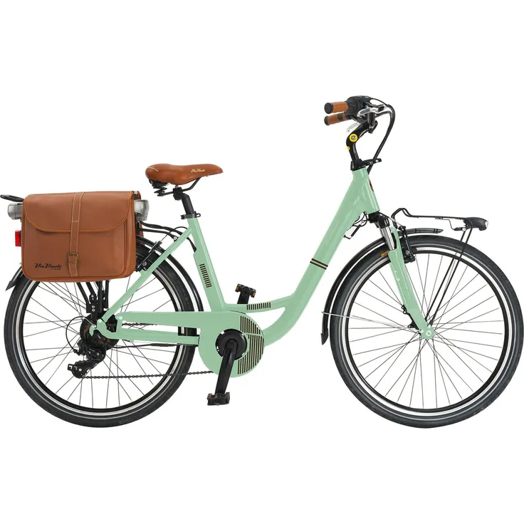VENICE - I love Italy Elektro-Citybike MONOTUBO CLASSIC Lady 28 Zoll, mint, mit Bafang Hinterradnabenmotor, 6-Gang Schaltung und 80 km Reichweite