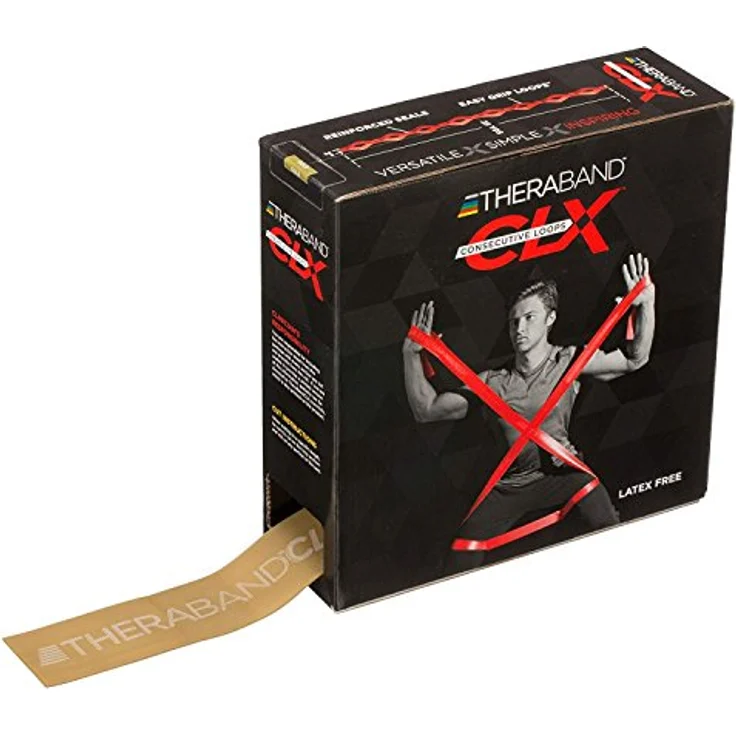 THERABAND CLX Latexfreies Widerstandsband, 110 Schlaufen für Pilates, 22 Meter, Gold, maximale Flexibilität für Fitness und Physiotherapie – Bild 1