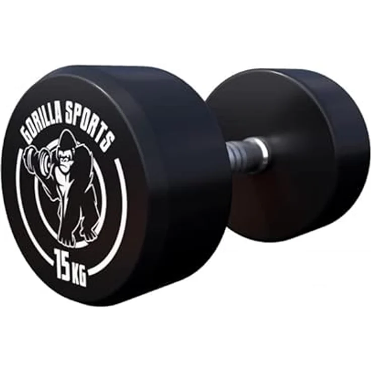 GORILLA SPORTS® Kurzhanteln - Einzeln / 2er Set, von 2,5 bis 40 kg Gewichte, Gummi, Gusseisen Kern, rutschfeste, gerändelte Griffe, Schwarz - Rundhanteln, Hantelset, Kurzhantelset, Dumbbells – Bild 3