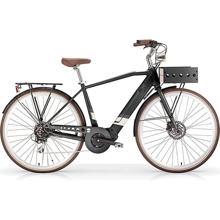 MBM Elektro-Citybike 28 Zoll RAMBLA Man, Retro-Optik, 7-Gang Schaltung, hydraulische Scheibenbremsen - Schwarz