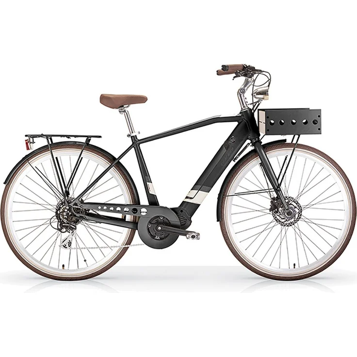 MBM Elektro-Citybike 28 Zoll RAMBLA Man, Retro-Optik, 7-Gang Schaltung, hydraulische Scheibenbremsen - Schwarz