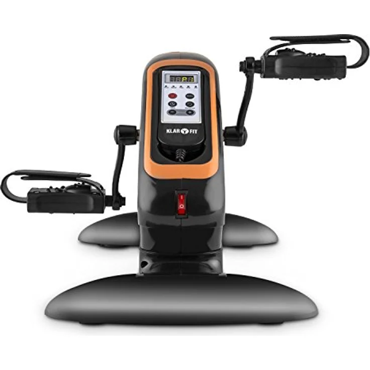 Klarfit Cycloony Beintrainer - Pedaltrainer für Muskelaufbau, 70 W, 12 Geschwindigkeitsstufen, Trainingscomputer, Vor- / Rückwärtslauf, schwarz-orange – Bild 2