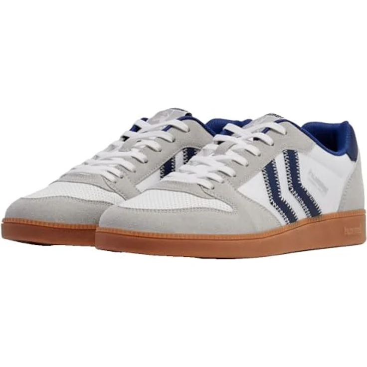 Hummel Perfekt NS Handball Sneaker Schuhe, vegan, strapazierfähiges Obermaterial aus Polyurethan, thermoplastische Gummisohle, White/Blue, Größe 46 EU – Bild 2