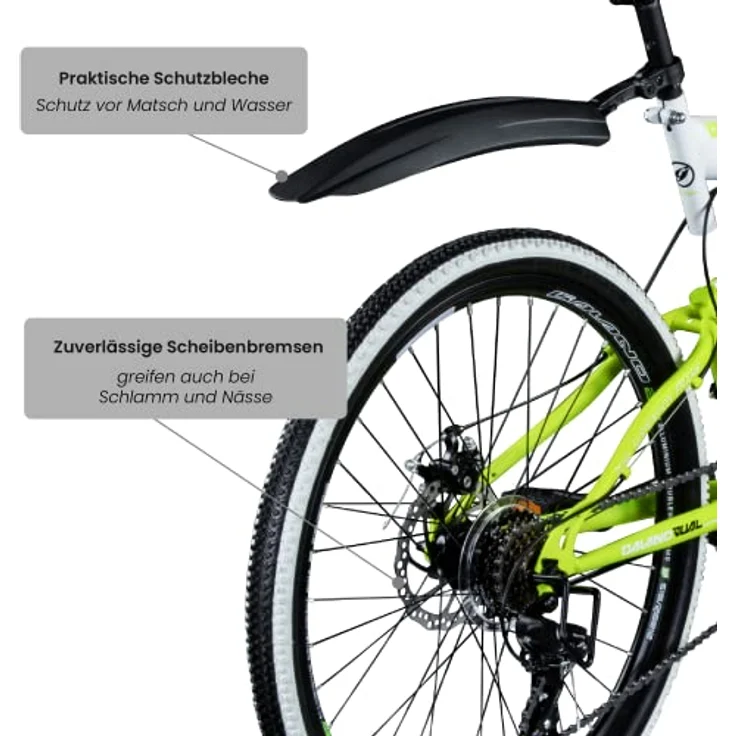 Galano Volt DS Mountainbike Fully, 26 Zoll, 21 Gang, für Jugendliche ab 160 cm, in weiß/grün, schwarz/grün oder schwarz/rot – Bild 6