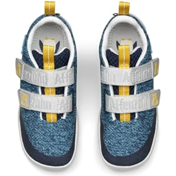 Affenzahn Kid's Barfussschuh Knit Happy, Unisex Kletterschuhe aus recyceltem Polyester, Gummisohle für optimale Griffigkeit, Klettverschluss, Größe 24, Blau – Bild 4