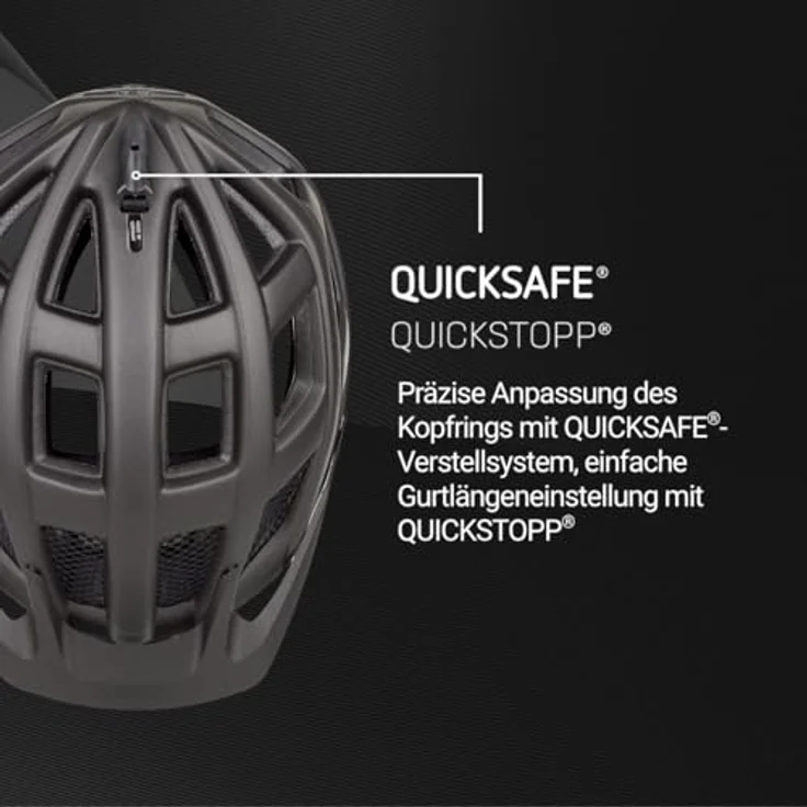 KED Crom Fahrradhelm, für Mountainbike und Trekking, mit LED Rücklicht, FIDLOCK Verschluss, Insektenschutznetz, Farbe: Black Matt, Größe: 60-65 (XL) – Bild 4