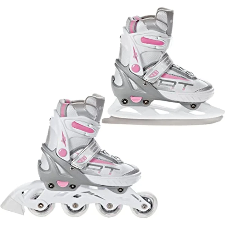 RAVEN Profession 2in1 Schlittschuhe/Inlineskates, verstellbar für Kinder und Erwachsene, White/Pink, Größe 35-39 (23cm-25,5cm), komfortabel mit Triple-Vent-System und sicherem Dreistufen-Verschlusssystem – Bild 1