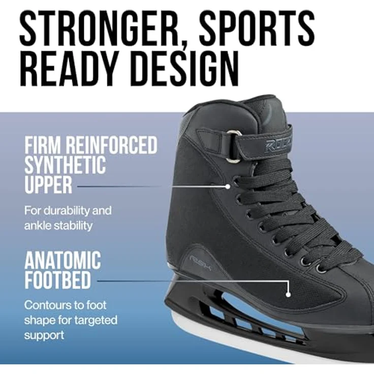 Roces RSK 2 Herren Schlittschuh, anatomische Polsterung, schnürung, hockeyschiene aus Karbonstahl, Schwarz, 43 EU – Bild 3