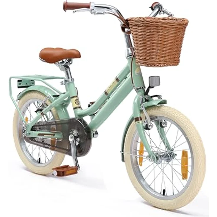 BIKESTAR Alu Kinderfahrrad 16 Zoll, City Retro Bike für Kinder ab 4 Jahren mit Korb und V-Bremse, Mint, leicht und stabil – Bild 1