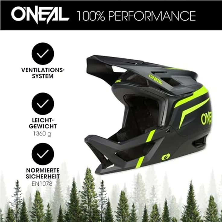 O'NEAL Fullface Helm Transition Flash, Fahrradhelm in Schwarz/Neon Gelb, Größe XL (61/62 cm) mit optimalem Schutz für Offroad-Fahrten – Bild 4