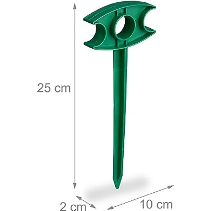 Relaxdays 6 x Heringe mit 15m Pflanzschnur, stabile Kunststoff-Anker für Beetbegrenzung, Wasserschlauch und Mähroboter-Draht, grün/gelb – Bild 4