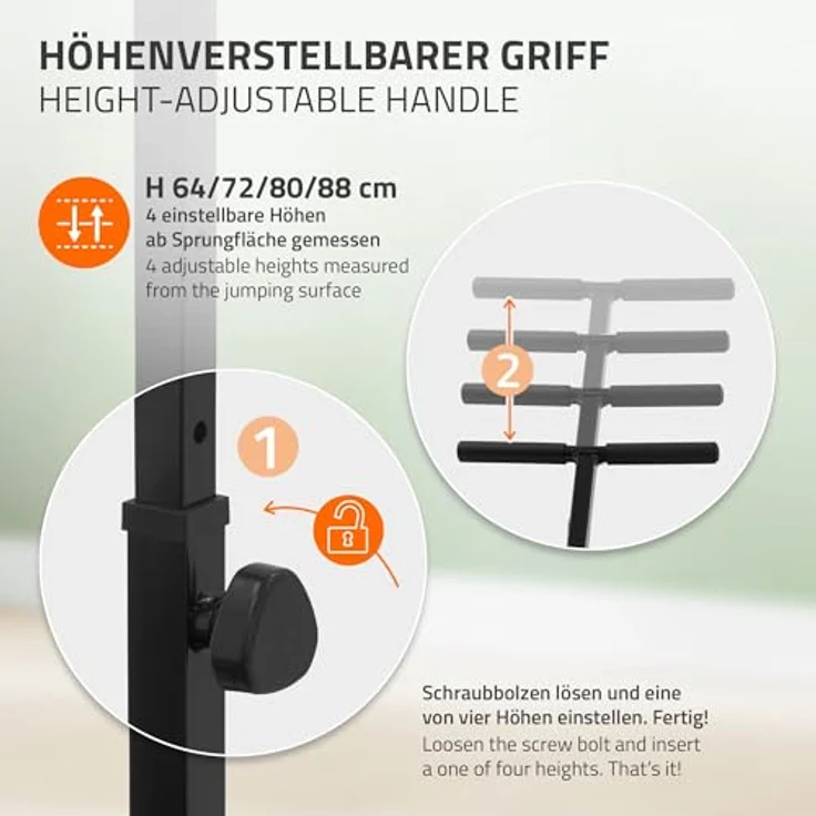 Hauki Fitness Trampolin Indoor, faltbar Ø122 cm, leise Rückprall, höhenverstellbarer Haltegriff, für Erwachsene, robust und gelenkschonend, grün – Bild 5